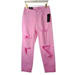 American Bazi Pink Destroyed Mom Jeans NWT M
